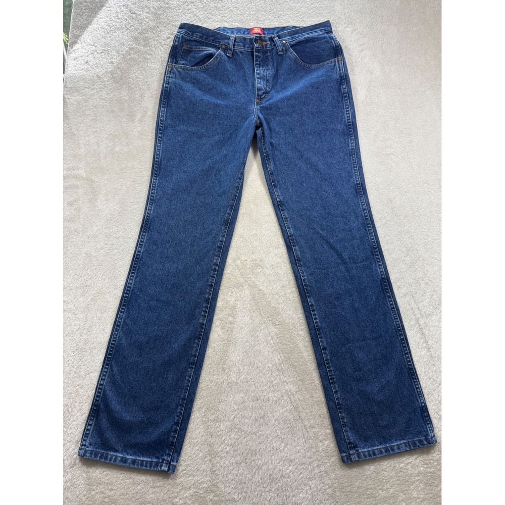 Wrangler Mens 36MWZ Slim Fit Cowboy Cut Blue Jeans 34x34 Meas: 34x34